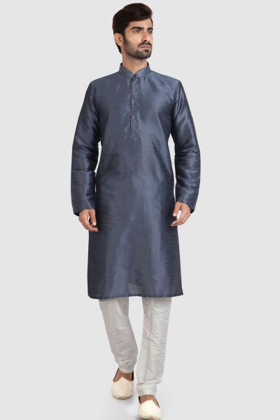 Grey Art Silk Kurta Pajama (KFM-5929)