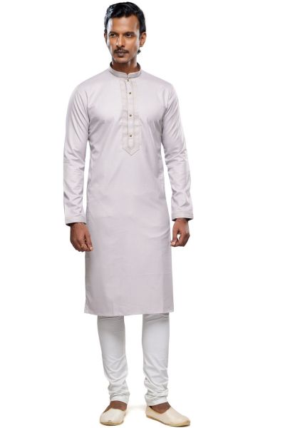 Light Grey Art Silk Kurta Pajama (KFM-7491)