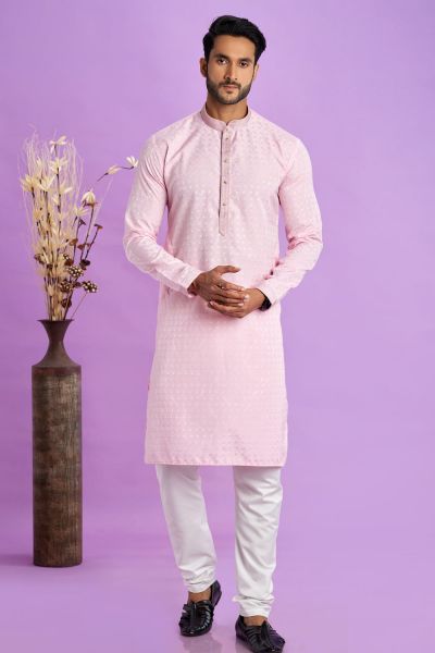 Light Purple Jaquard Silk Kurta Pajama (KFM-7565)