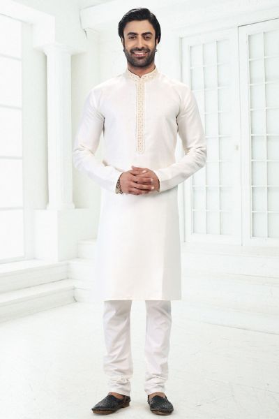 Linen Cotton Cream Kurta Pajama for Men (KFM-6648)