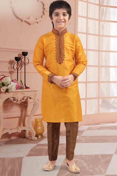Mango Art Silk Kids Kurta Pajama (KFK-666)