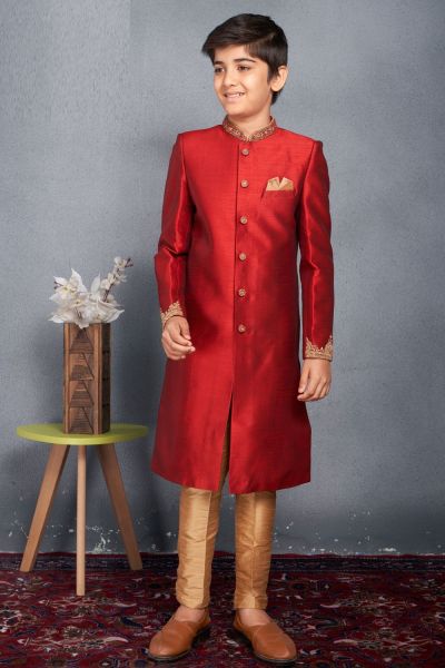 Maroon Art Silk Boys Sherwani (KFK-727)