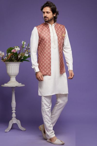 Maroon Art Silk Digital Printed Jacket Kurta (KFM-7095)