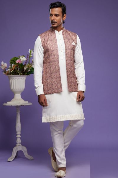 Maroon Art Silk Digital Printed Jacket Kurta (KFM-7097)