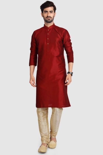 Maroon Art Silk Kurta Pajama (KFM-5930)