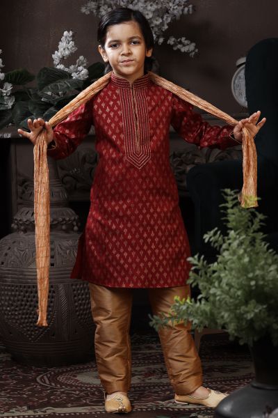 Maroon Cotton Boys Kurta Pajama (KFK-759)