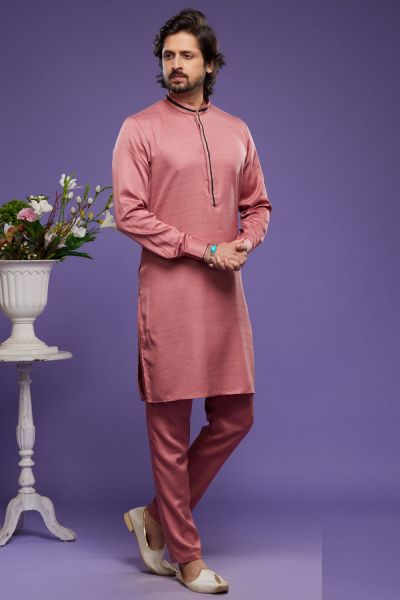 Onion Pink Art Banarasi Silk Mens Kurta Pajama (KFM-7072)