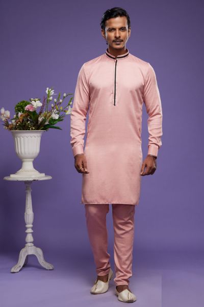Pink Art Banarasi Silk Mens Kurta Pajama (KFM-7071)
