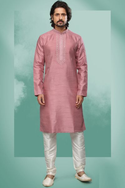 Pink Art Silk Kurta Pajama (KFM-6425)