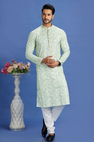 Pista Green Cotton Kurta Pajama (KFM-7530)