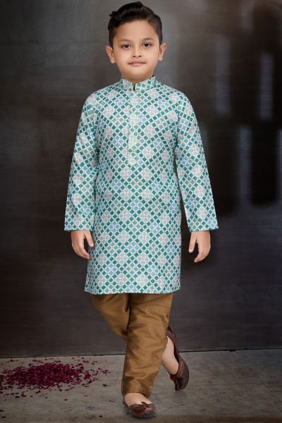 Printed Multicoloured Cotton Boys Kurta Pajama (KFK-791)