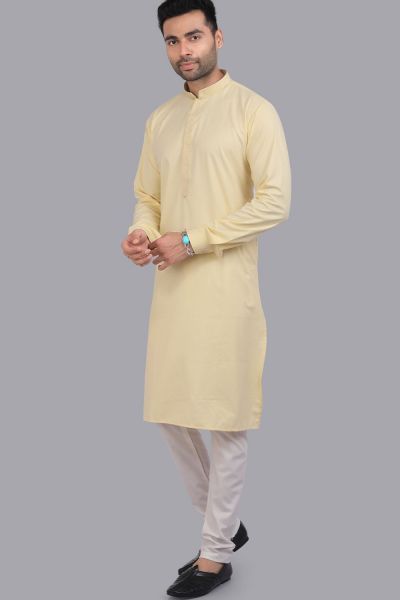 Yellow Art Silk Mens Kurta Pajama (KFM-7505)