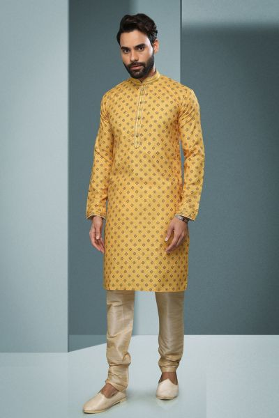 Yellow Cotton Kurta Pajama (KFM-6228)