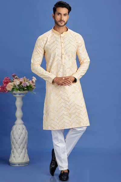 Yellow Cotton Kurta Pajama (KFM-7526)