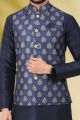 Banarasi Silk Mens Nehru Jacket in Blue (KFM-6455)