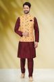 Banarasi Silk Yellow Nehru Jacket for Men (KFM-6451)