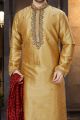 Beige Art Dupion Designer Kurta Pajama (KFM-3785)