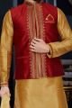 Beige Art Dupion Jacket Style Kurta (KFM-3439)