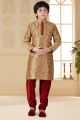 Beige Art Silk Kids Kurta Pajama (KFK-653)