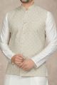 Beige Art Silk Mens Nehru Jacket (KFM-6963)