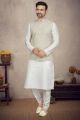 Beige Art Silk Mens Nehru Jacket (KFM-6963)