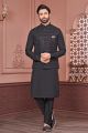 Black Art Banarasi Silk Nehru Jacket (KFM-7448)