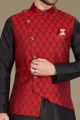 Black Art Silk Mens Nehru Jacket (KFM-5133)