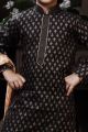 Black Cotton Printed Boys Kurta Pajama (KFK-758)