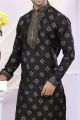 Black Jaquard Mens Kurta Pajama (KFM-4070)