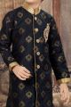 Black Printed Art Silk Kids Kurta Pajama (KFK-609)