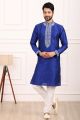 Blue Art Banarasi Silk Mens Kurta Pajama (KFM-7019)