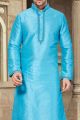 Blue Art Dupion Kurta Pajama (KFM-2949)
