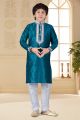 Blue Art Silk Kids Kurta Pajama (KFK-657)