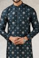 Blue Art Silk Mens Kurta Pajama (KFM-5861)