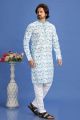 Blue Cotton Digital Printed Kurta Pajama (KFM-7520)