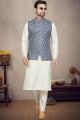 Blue Cotton Nehru Jacket for Mens (KFM-6950)