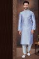 Blueish Grey Jaquard Kurta Pajama (KFM-7827)
