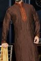 Coffee Brown Art Dupion Men's Kurta Pajama (KFM-3403)