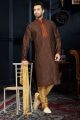 Coffee Brown Art Dupion Men's Kurta Pajama (KFM-3403)