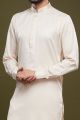 Cream Art Banarasi Silk Casual Kurta for Men (KFM-7075)