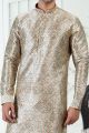 Cream Banarasi Silk Kurta Pajama (KFM-6706)