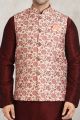 Cream Banarasi Silk Nehru Jacket for Men (KFM-5676)