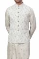 Cream Silk Mens Nehru Jacket (KFM-5979)