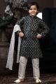 Dark Green Cotton Printed Boys Kurta (KFK-749)
