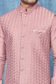 Dark Onion Pink Art Banarasi Silk Nehru Jacket (KFM-7391)