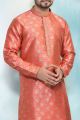 Dark Pink Jaquard Silk Brocade Kurta Pajama (KFM-4898)