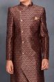 Dark Purple Banarasi Brocade Boys Sherwani (KFK-720)