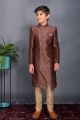Dark Purple Banarasi Brocade Boys Sherwani (KFK-720)