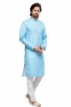 Digital Printed Blue Cotton Kurta Pajama (KFM-7475)