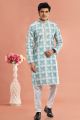 Digital Printed Green Cotton Kurta Pajama (KFM-7543)